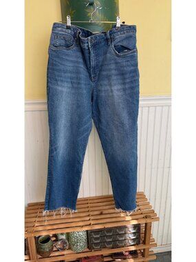 Kut From The Kloth Womens High-Rise Distressed Hem Jeans Size 18 Medium Blue Den